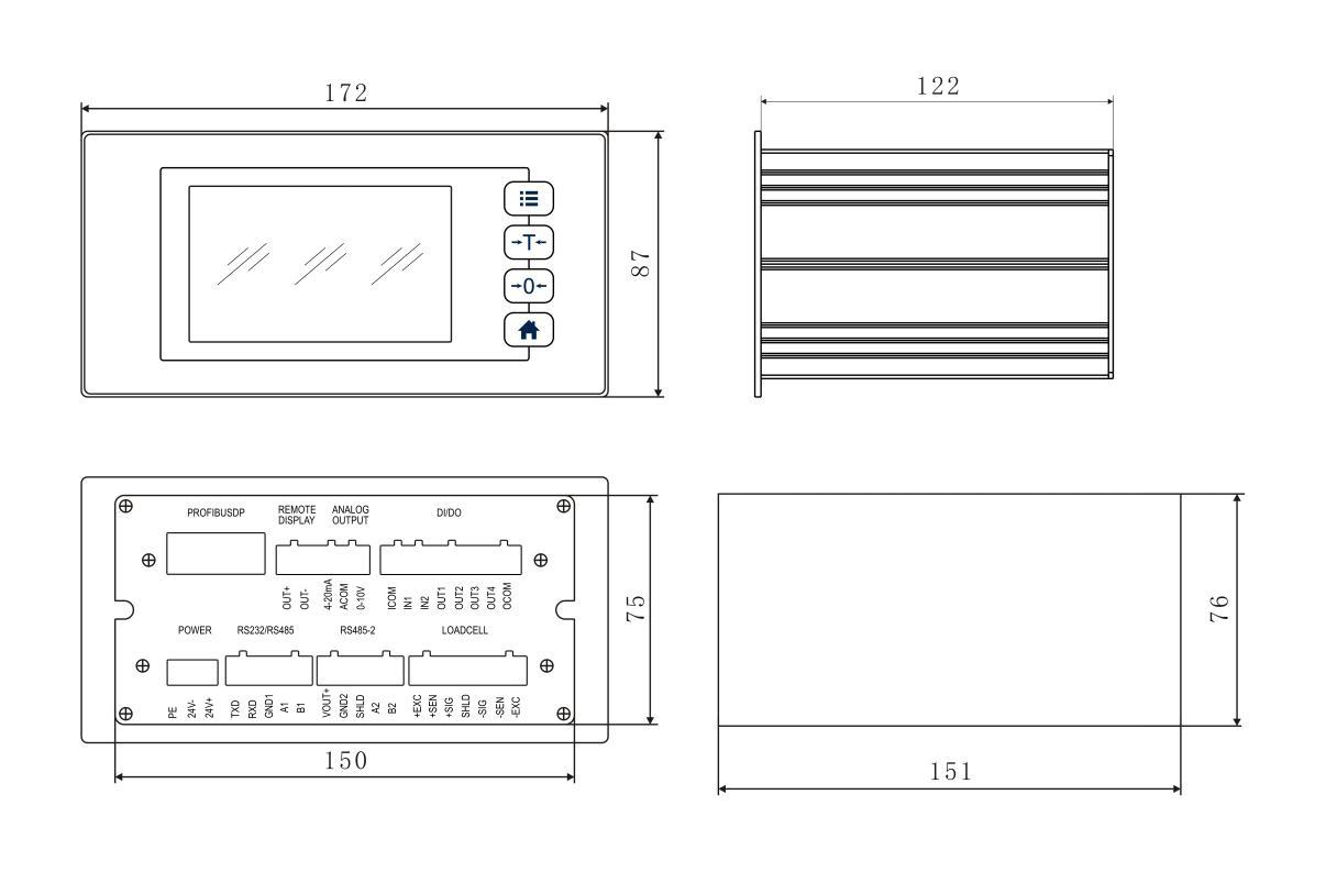 柯力XK3101-W1数字式称重仪表外形尺寸